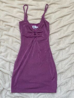 NWOT Princess Polly Dream Boat mini dress purple sparkle keyhole Sz 2